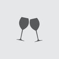 Two glasses of wine or champagne. Cheers icon. Vector illustration Royalty Free Stock Photo